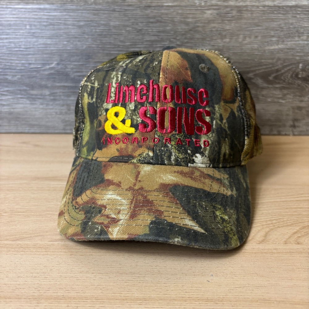 Limehouse & Sons Hat Cap Strap Back Brown Camo Camouflage Adjustable
